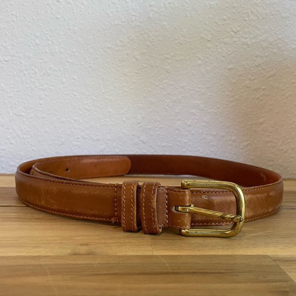 Coach Brown Leather Belt with Gold Buckle